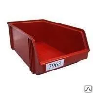 фото Ящик пластиковый складской 7967.000, 250х148х130 мм с красный мм, Россия оп
