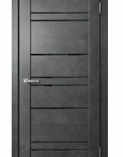 фото Дверь межкомнатная В2 (Barn) черное стекло, ПВХ, Бетон темный 2000х800мм