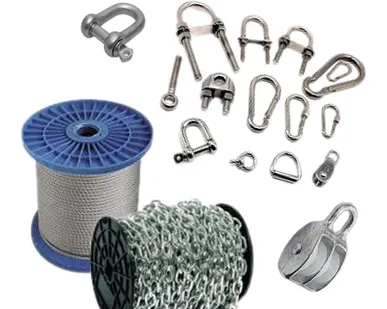 фото Карабины, тросы, цепи, крюки, зажимы, талрепы.