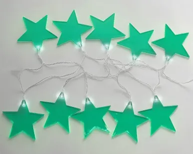 фото Гирлянда светодиодная "Звездопад" бирюз. 2.25м 10LED бел. провод черн. 2хAA (батарейки не в комплекте) Neon-Night 304-004