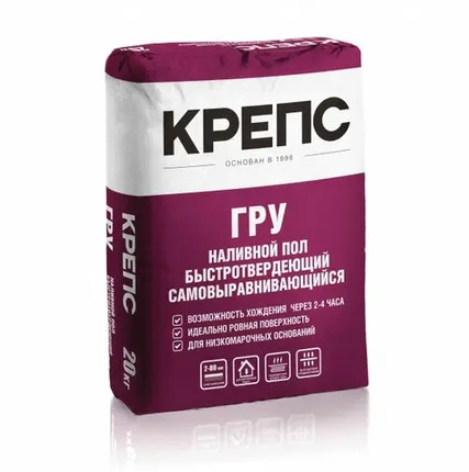 Фото №0 Пол КРЕПС ГРУ 20 кг от 2 до 80мм самовыр. быстротвердеющий, наливной
