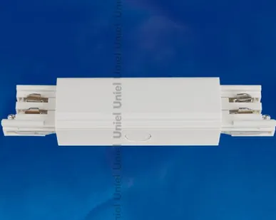 фото UBX-A12 WHITE 1 POLYBAG Соединитель для шинопроводов прямой внешний. Трехфазный. Цвет — белый. Упаковка — полиэтиленовый пакет.