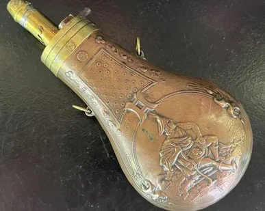 фото Фляга пороховница старинная 16 см медь латунь