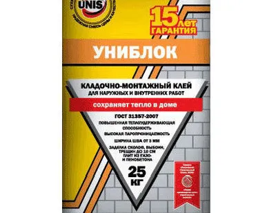 фото Юнис Униблок - монтажно-кладочный клей, 25кг