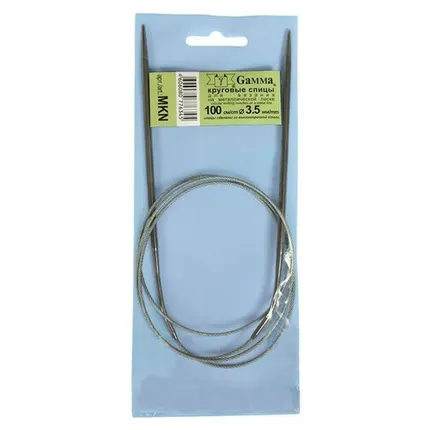 Фото №0 Спицы круговые MKN сталь (d 3.5 мм)/100 см, с металл. леской, Gamma