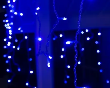 фото Дождь бахрома (синий, LED-214, 5,5*0,8м, прозрачный провод)