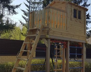 фото Изготовление комплексов из дерева для детских площадок