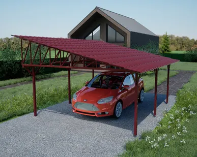 фото Односкатный навес №33 из металлочерепицы 4,9х6,3 м