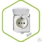 фото Розетка с крышкой 1ая 3112 с з/к ACQUA белая ASD П/ГЕРМ
