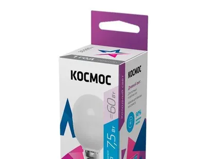 фото Лампа светодиодная GL45 7.5Вт 220В E14 6500К КОСМОС LkecLED7.5wGL45E1465
