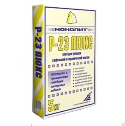 Фото №0 Клей Монолит Р-23 ЛЮКС для кафельной и керамической плитки 5 кг