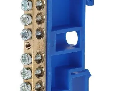 фото Шина N "ноль" на DIN-изол. ШНИ-6х9-10-Д NO-222-46 син. ЭРА Б0033427