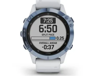 фото Часы Garmin Fenix 6 Pro Solar синий минерал с белым ремешком