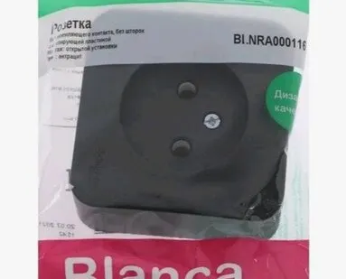 фото Розетка 1-м ОП Bianca 16А с/з б/защ. шторок 250В антрацит 010116