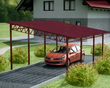 фото Односкатный навес №31 из поликарбоната 4,9х6,3 м