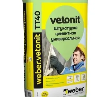 фото Штукатурка цементная Weber.vetonit ТТ40 фасадная 25 кг