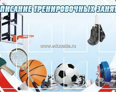 фото Стенд для спортивного зала "РАСПИСАНИЕ ТРЕНИРОВОЧНЫХ ЗАНЯТИЙ".