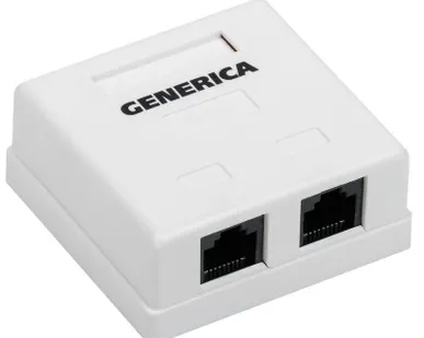 фото Розетка информационная RJ45 кат.5е UTP 2 порта настенная GENERICA ITK CS2-1C5EU-22-G