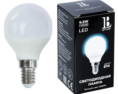 фото Светодиодная лампа L&B 6W 520Lm 3000K E14 E14-6,5W-3000К-G45