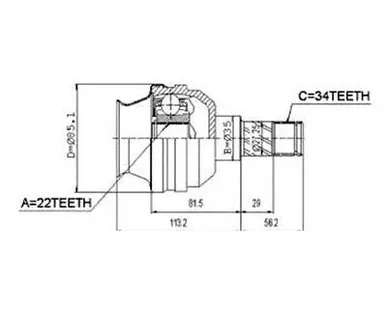 фото Patron ШРУС внутренний 22x35x34 CHEVROLET AVEO (T200) 03 08, LACETTI/OPTRA (J200) 03 08