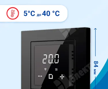 фото Терморегулятор ДЕВИ Classy Wi-Fi 220В, 16А, 3200Вт, цвет черный,диапозон регулировки 5...40 °С 140F1069R DEVI