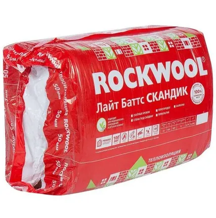 Фото №0 Утеплитель Лайт Баттс скандик Rockwool (800*600*100) 6п/0,288м3/2,88м2 (36 уп/п)