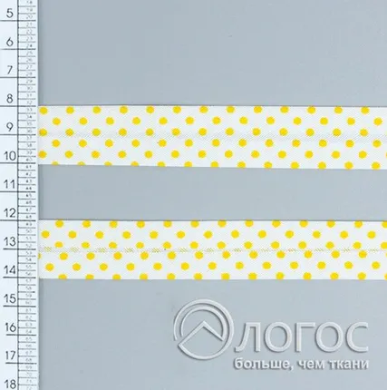 Фото №0 Косая бейка декор. .Т. 20 мм, В4, В4 (желтый/белый)