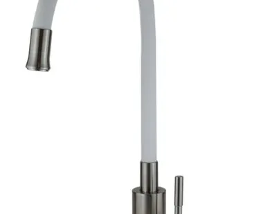 фото Смеситель Esko Snake K44 W для кухни, гибкий излив, белый