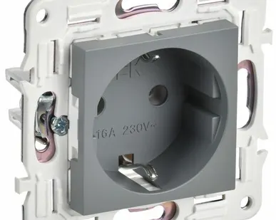 фото SKANDY Розетка с заземлением без защитных шторок 16А SK-R05Gr серый IEK