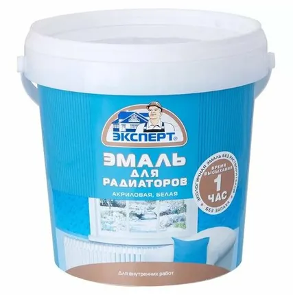 Фото №0 Эмаль Эксперт акриловая, радиаторная, полуматовая, база А, -20С°, 1 кг