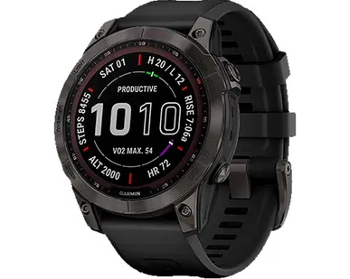 фото Часы Garmin Fenix 7 Sapphire Solar титановый серый DLC с черным ремешком
