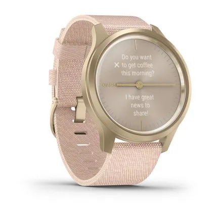 Фото №0 Часы Garmin Vivomove Style светло-золотистый с розовым плетеным нейлоновым ремешком