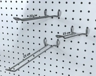 фото Еврокрючок для перфорированной панели L=150мм d=4мм, шаг 50мм, цинк