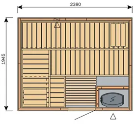 Фото №1 Сауна Harvia Variant S2520 (2380х1945 мм, без печи, интерьер Formula из ольхи)