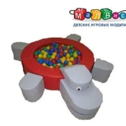 Фото №0 Сухой бассейн "Бегемот" круглый, разборный, с модулем ступенька и горка