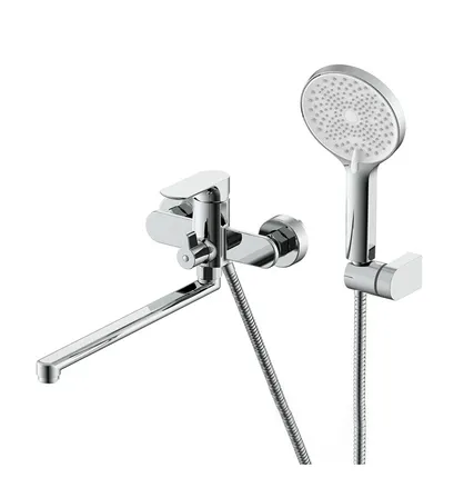 Фото №0 Смеситель для ванны с душем RAGLO R03.22 с поворотным изливом 379 мм, цвет: хром