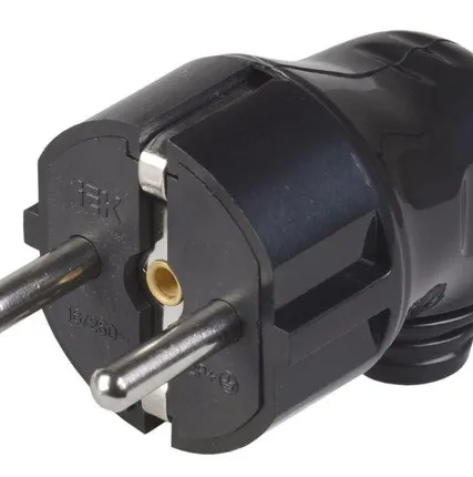 Фото №0 Вилка угловая ВПу11-02-Ст разборная с заземл. 16А черн. ИЭК EVP11-16-01-K02