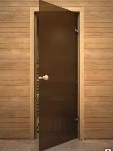 фото Дверь стеклянная SAUNA MARKET 1900х700 бронза матовая (коробка сосна)