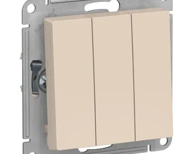 фото Механизм выключателя 3-кл. СП AtlasDesign 10А IP20 (сх. 1+1+1) 10AX беж. SchE ATN000231