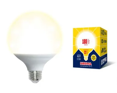 фото Лампа LED-G120-22W/3000K/E27/FR/NR Лампа светодиодная. Форма "шар", матовая. Серия Norma. Теплый белый свет (3000K). Картон. ТМ Volpe.