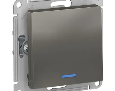 фото Механизм выключателя 1-кл. СП AtlasDesign 10А IP20 (сх. 1а) 10AX с подсветкой сталь SchE ATN000913