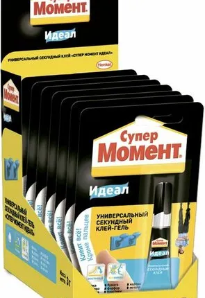 Фото №0 Клей «Супер Момент Идеал» 3г на единичном блистере в шоу-боксе Момент Б0008055