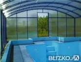 фото Навес из поликарбоната для уличного дачного бассейна
