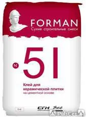 Фото №0 Клей для керамической плитки, FORMAN (25кг)