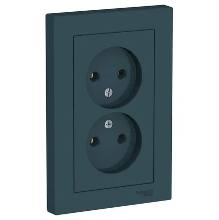 Фото №0 Розетка 2-м СП AtlasDesign 16А IP20 без заземл. в сборе изумруд SchE ATN000820
