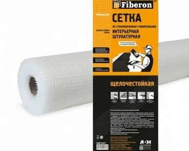 фото Сетка строительная интерьерная штукатурная из стекловолокна 1000ммх10м белая 5х5 Fiberon