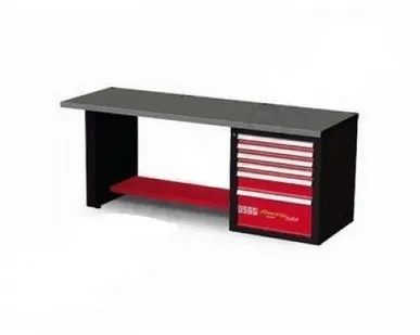 фото 519 RC2/H1 Верстак однотумбовый, 6 выдвижных ящиков, чёрно-красный, USAG