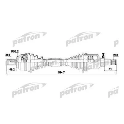 Фото №0 Patron Привод левый Focus 2 в сборе ор 1,6 МКПП 1707966 (23 зуб внутр ) Patron PDS0382