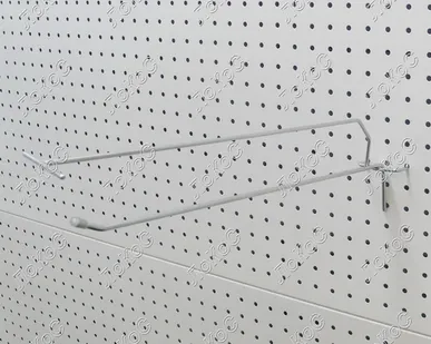 фото Крючок на перфорацию одинарный с ценникодержателем L=400мм, d=5мм, шаг 50мм, цинк