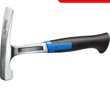 фото Молоток каменщика ЗУБР "ЭКСПЕРТ" широкий, цельнокованый, с двухкомпонентной рукояткой, 600г